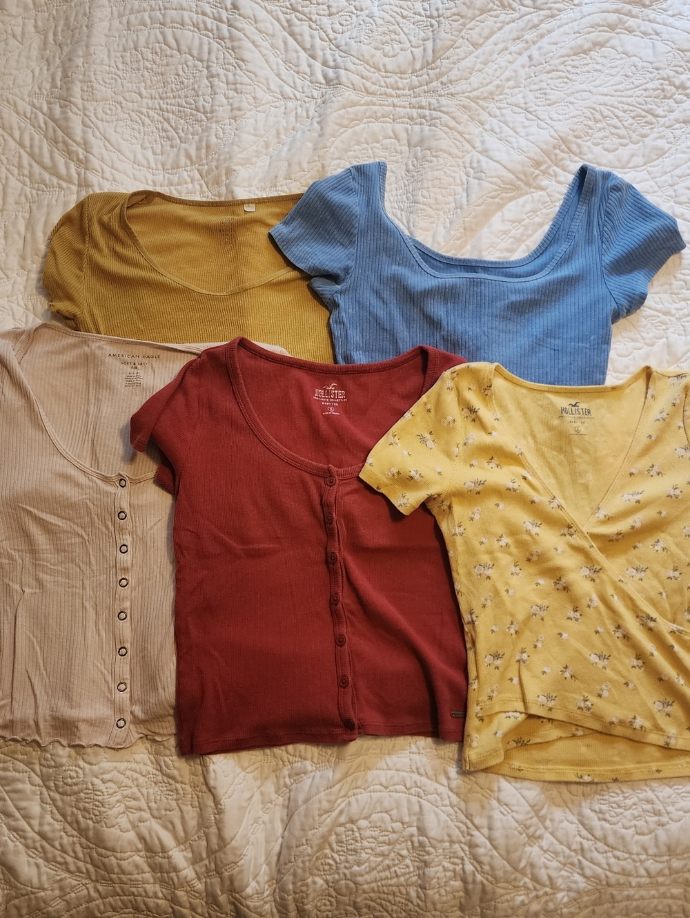 Hollister Pacsun and American Eagle Ribbed Baby Tee Lot